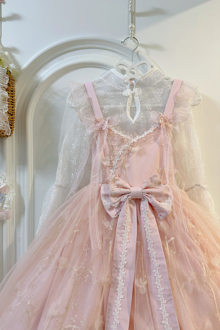 Sweet Sleeveless Ruffle Embroidery Bowknot Lace Chinese Style Lolita Jsk Dress 2 Colors