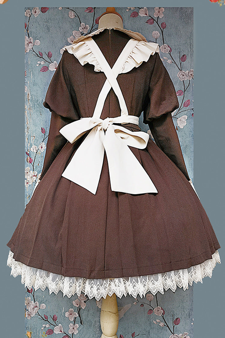 [Violent Maid] Long Puff Sleeves Bowknot Classic Vintage Lolita Dress 2 Colors