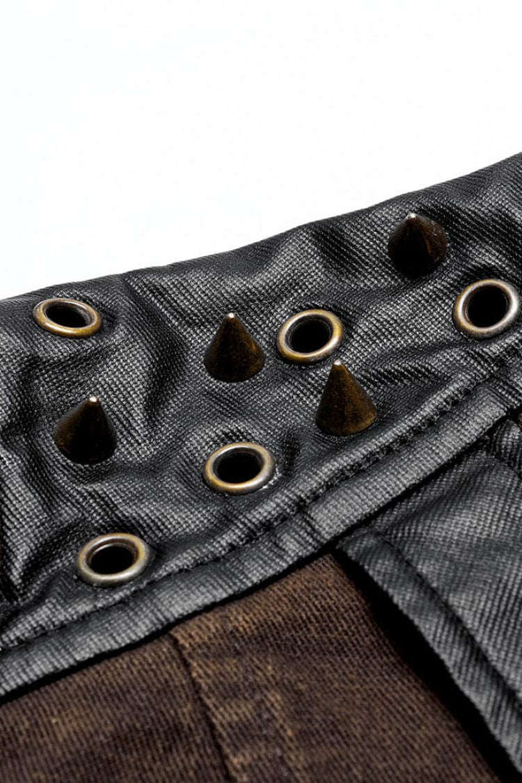 Damen Stehkragen Nietenschnalle Steampunk Einarmjacke 2 Farben