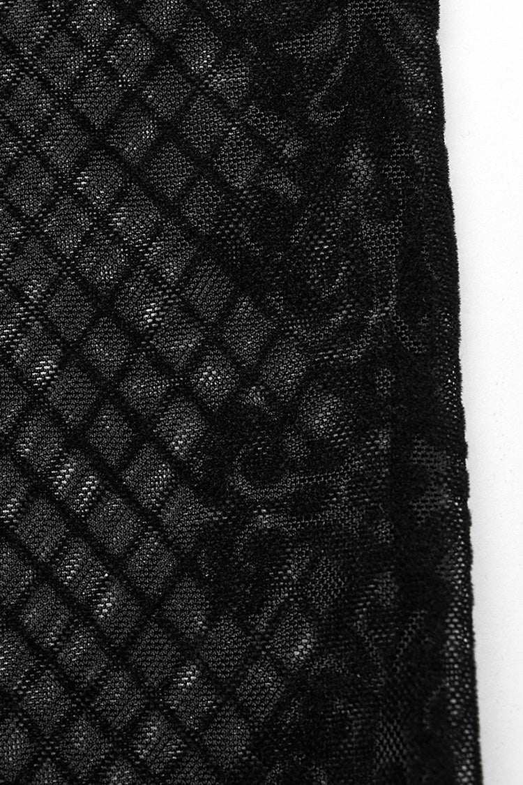 Black Long Sleeves Mesh Women's Gothic Blouse