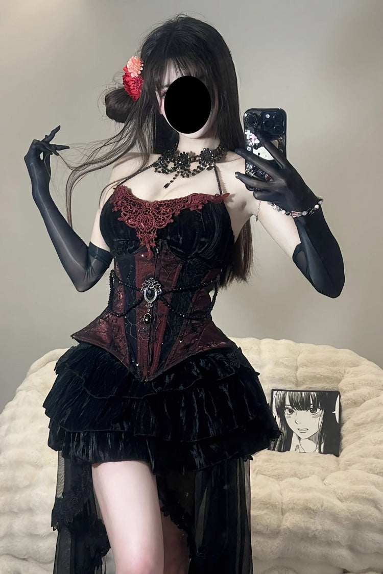 Black Sexy Hot Girl Triple-Layered Ruffle Gothic Lolita Skirt