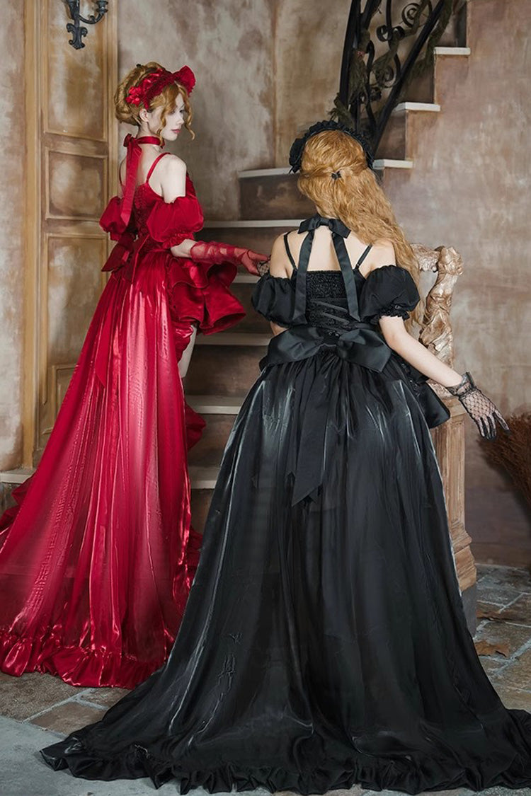 Black [Duet] Sleeveless Double-Layered Ruffle Bowknot Gothic Elegant Gorgeous Lolita Jsk Dress