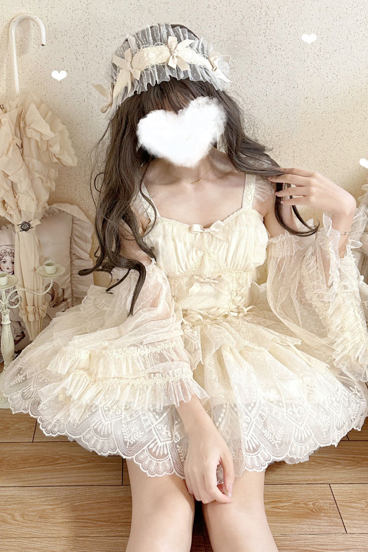 Ivory [Tidal] Triple-Layered Ruffle Bowknot Sweet Lolita Skirt 2 Versions