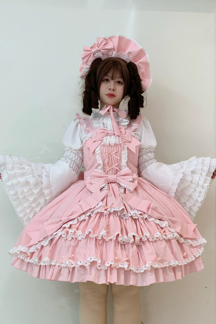 [Grisha] Gilet sans manches à volants triple couche avec nœud en dentelle douce taille plus robe Lolita Jsk 3 couleurs 