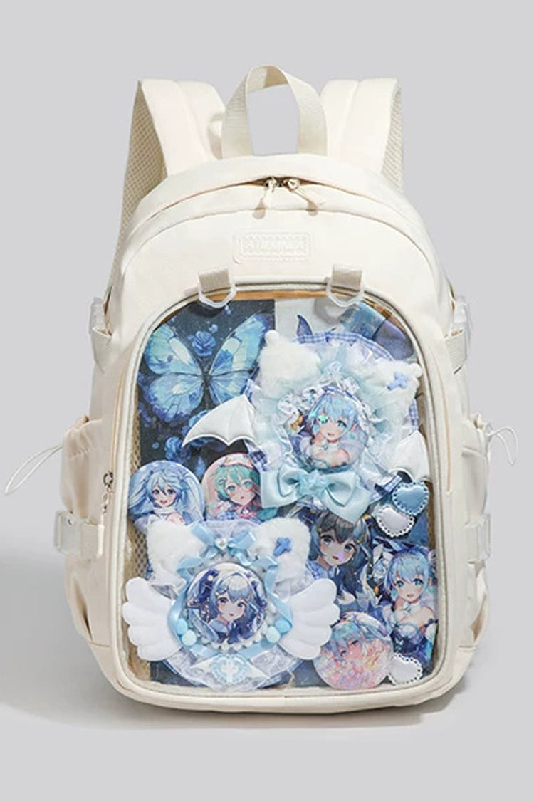 Fenêtre transparente Fermeture à glissière Grande capacité Kawaii Casual Ita Bag Sac à dos pour femme