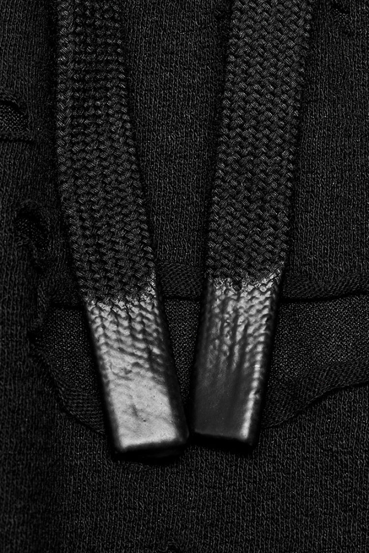 Black Ripped Men's Punk Sagging Pants with Straps