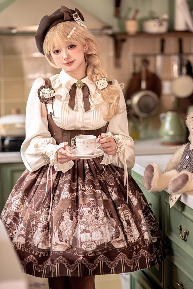 Doll's House Print Ruffle Embroidery Short Version Sweet Lolita Jsk Dress 2 Colors