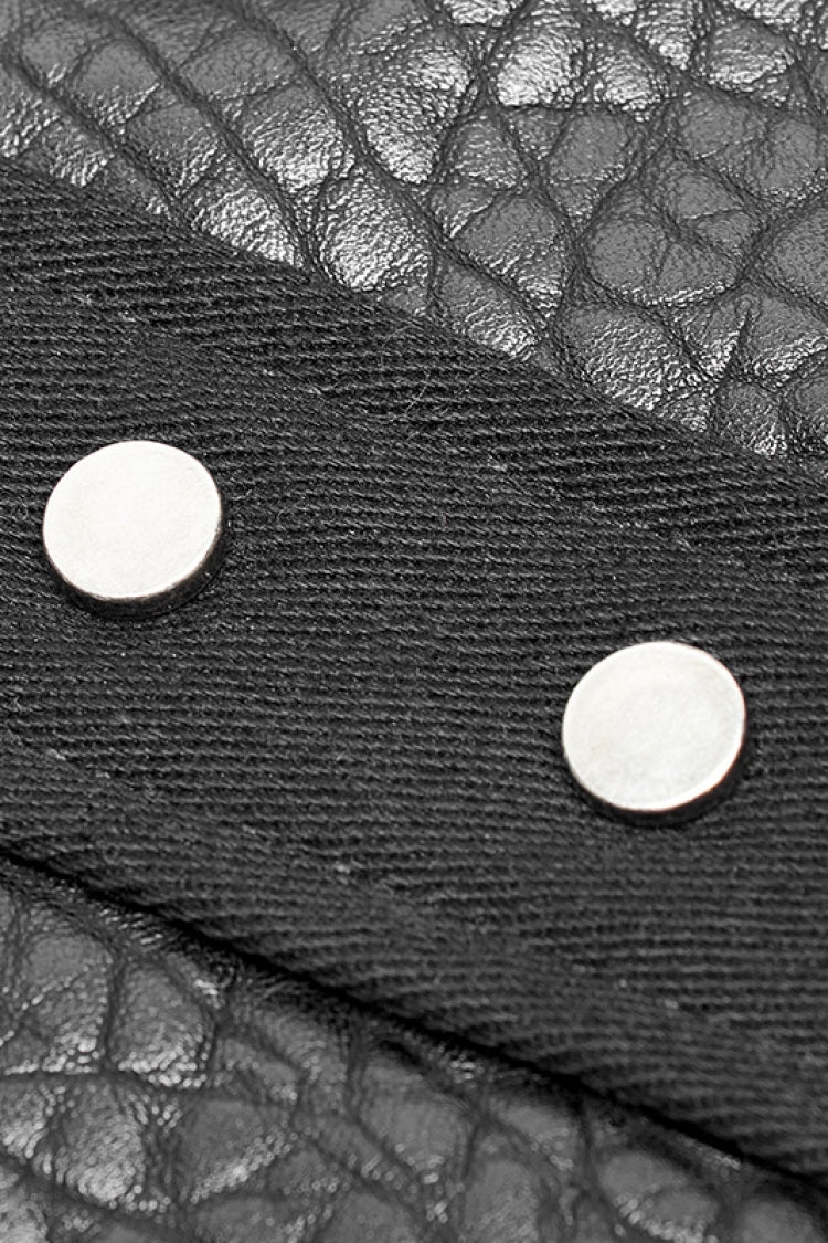 Black Sleeveless Faux Leather Detailed Men's Punk Vest