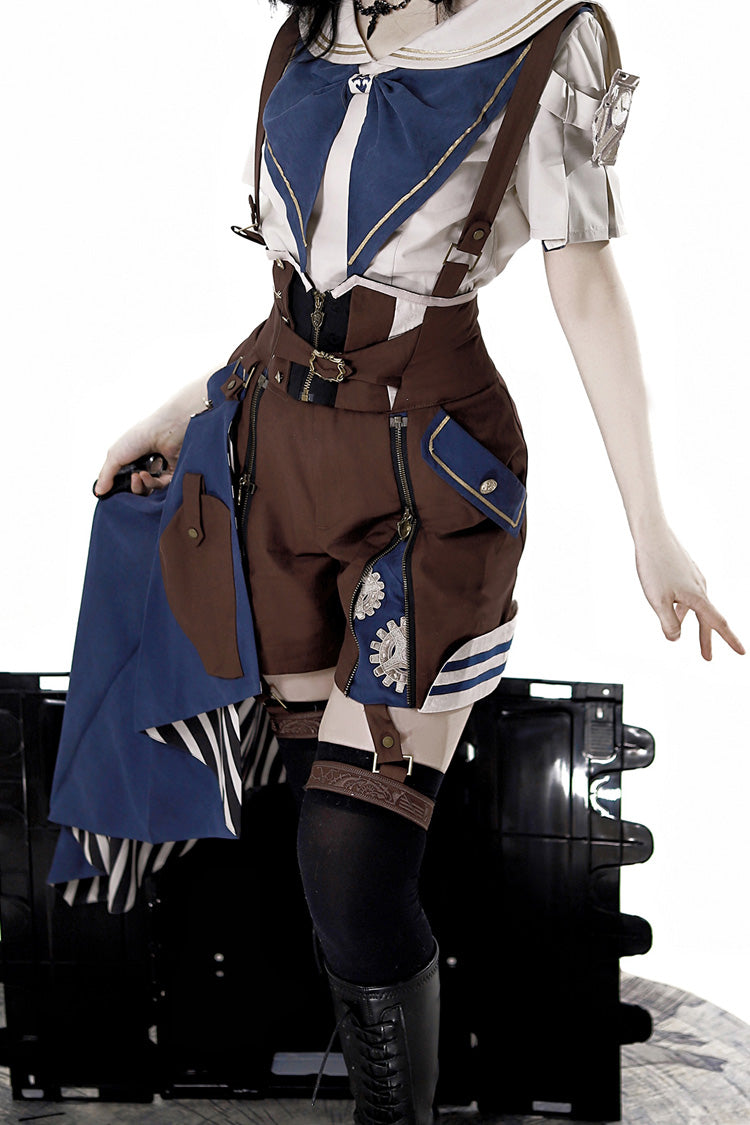 Brown [Inventor of Wonderful Equipment] Ouji Punk Cool Lolita Bib Shorts