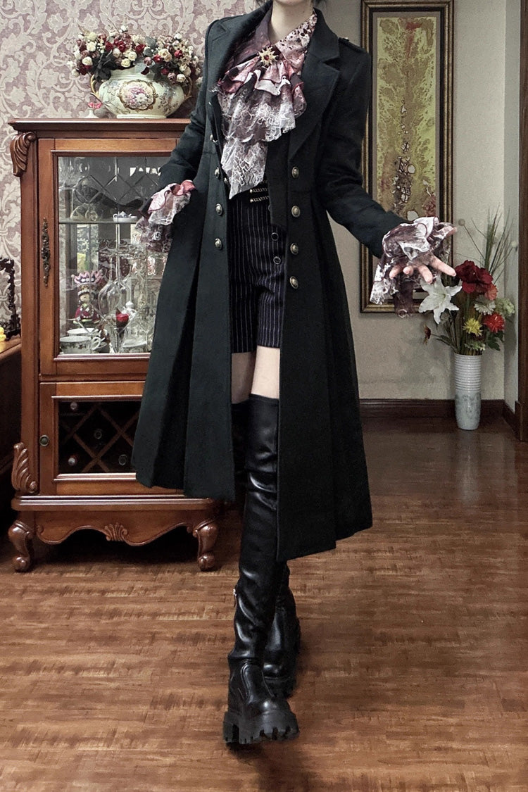 [Paranoid’s Punishment ] Wool Long Sleeves Slim Gothic Lolita Trench Coat 4 Colors