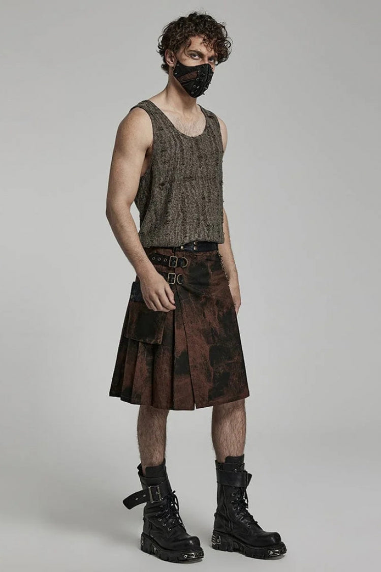 Sleeveless Print Ripped Mens Steampunk Vest 2 Colors
