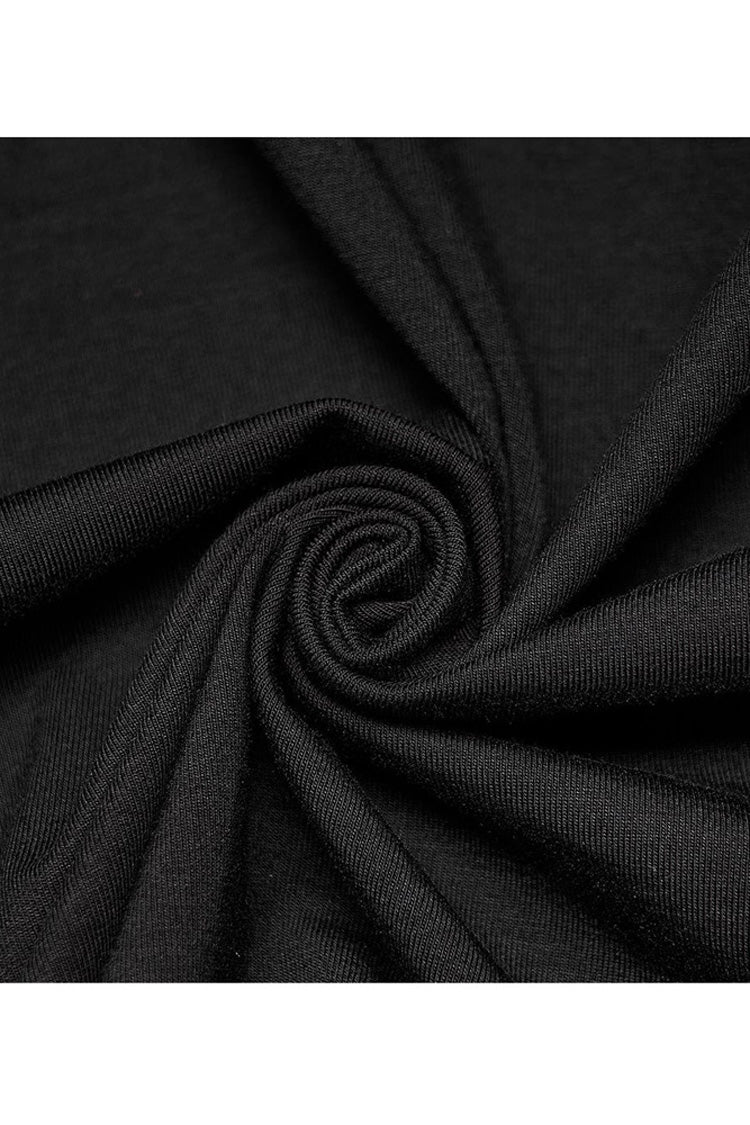 Schwarzer Gothic-Pullover mit supercoolem Slim Fit und Trägern, sexy, kurzer Pullover, langärmelig, Polo-T-Shirt für Damen