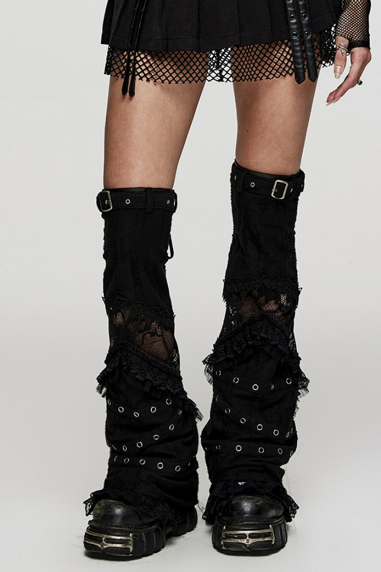 Black Panel Lace Decoration Women's Gothic Leg Covers
