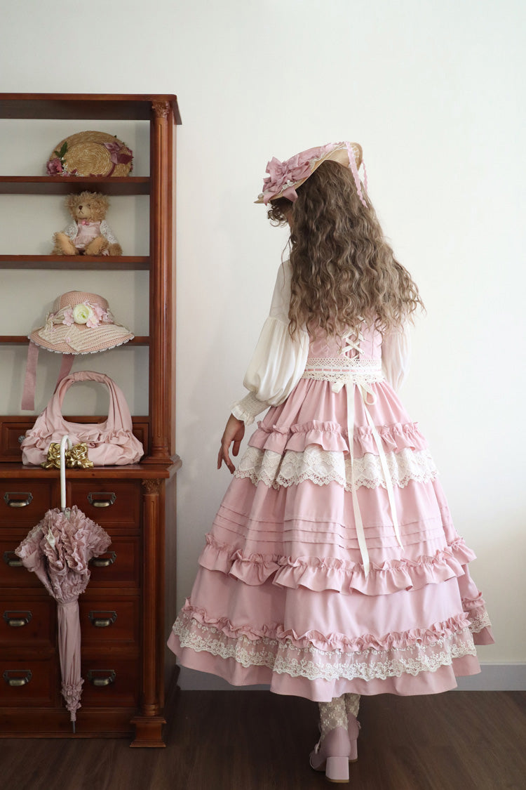 [Lillian] Ruffle Bowknot Lace Sweet Lolita Jsk Dress 4 Colors