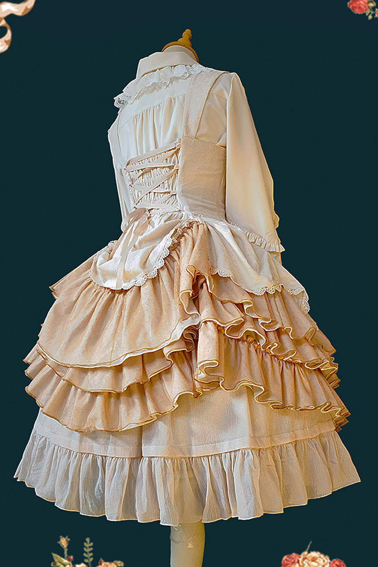 [Waltz] Triple-Layered Ruffle Stitching Lace Sweet Lolita Dress 2 Colors