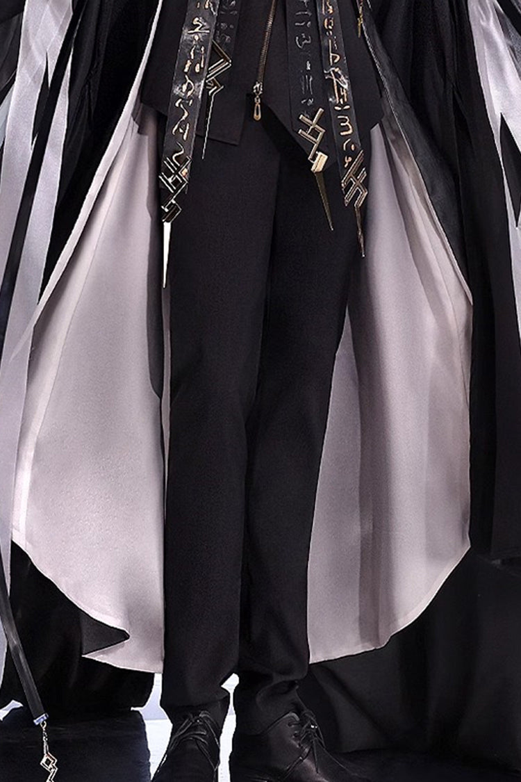 Black Prince Stand Collar Long Sleeves Print Lace-Up Gorgeous Cool Ouji Lolita Set