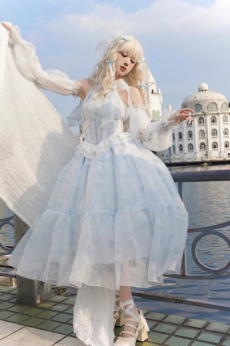 Gletscherblaues Bubble Love Hanayome Batik-Lolita-Kleid mit süßem, elegantem Muster