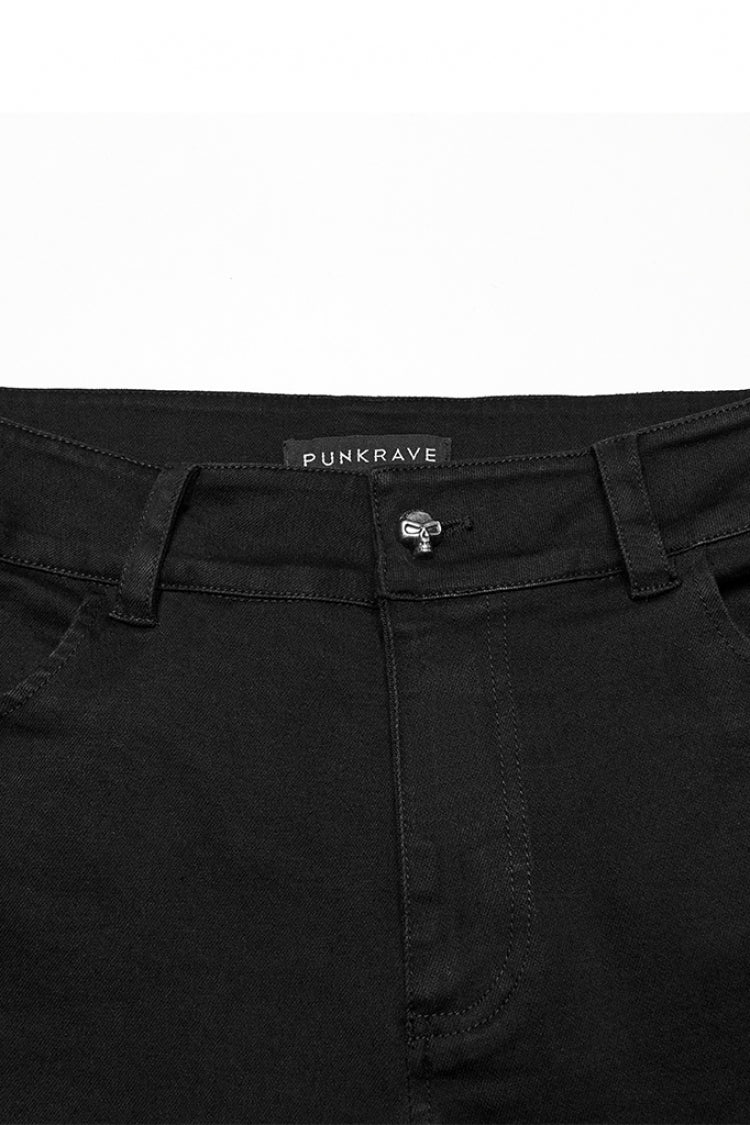 Black Multi-pocket Pleated Men's Punk Denim Pants