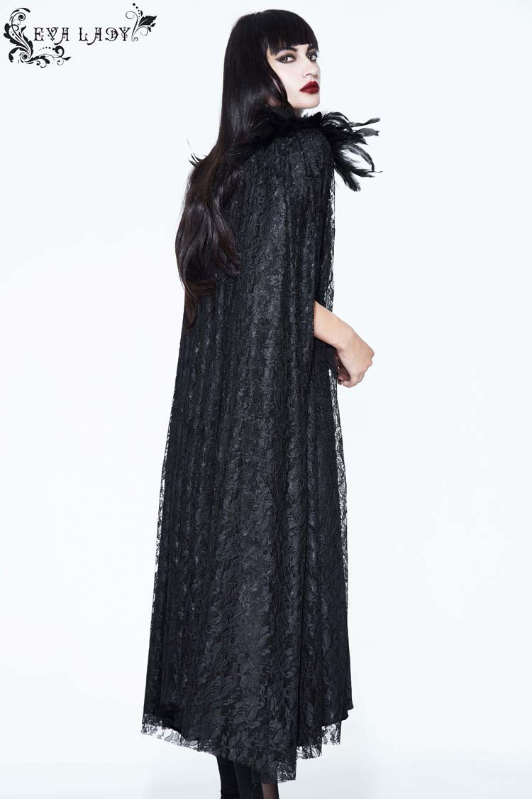 Black Palace Style Lace Long Women's Gothic Cloak