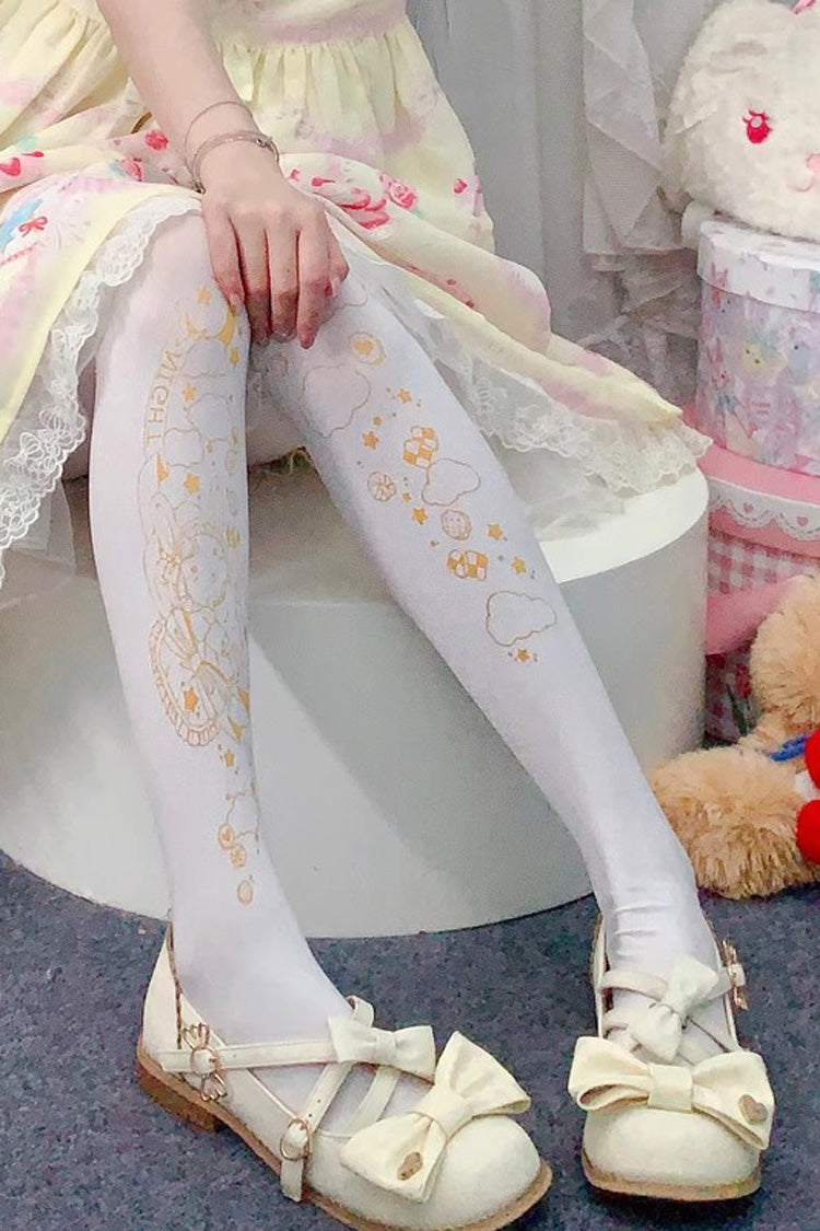 White Hot Stamping Print Sweet Lolita Pantyhose 11 Styles