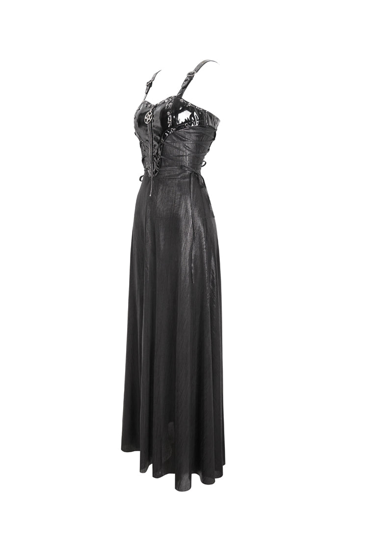 Black Buckle Strap Eyelets Womens Gothic Jsk Dress