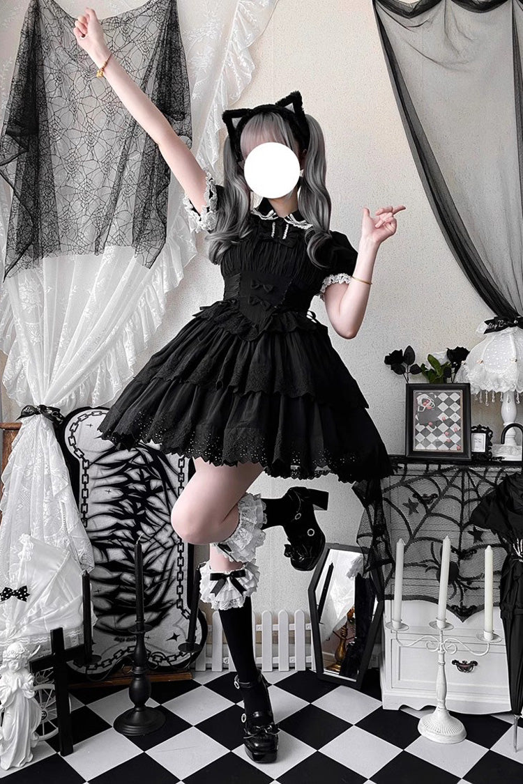 Bowknot Hollow Gothic Lolita Tiered JSK Dress 2 Colors