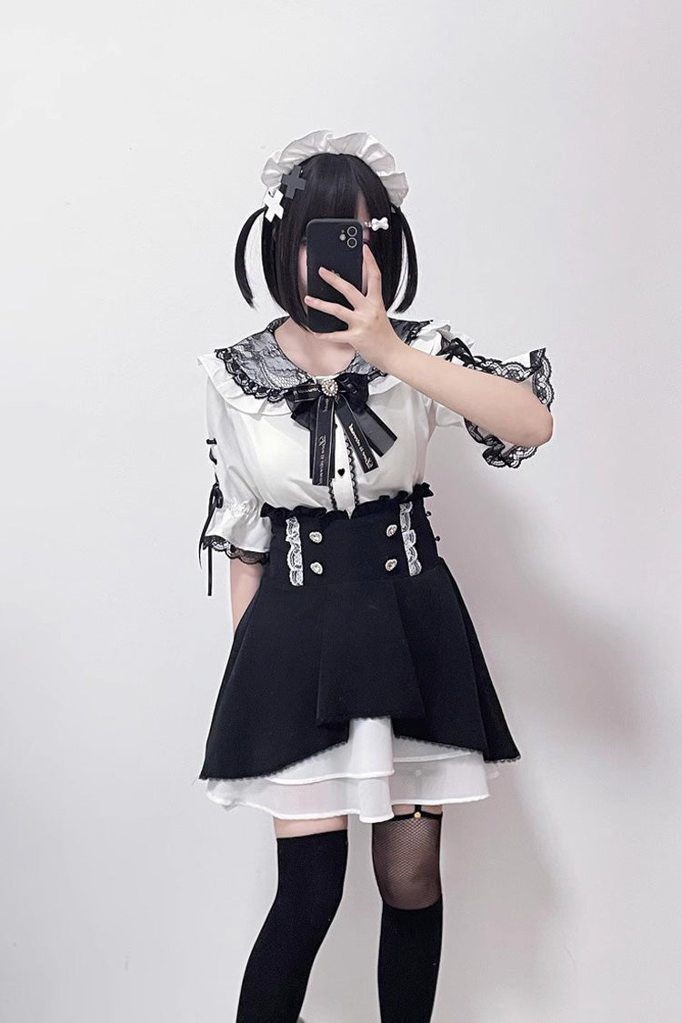 Jirai Kei Bowknot Lace Slim Sweet Lolita Blouse 3 Colors