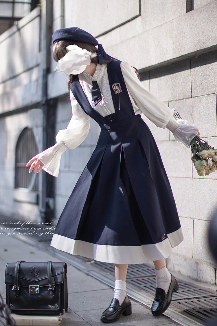 Blue Sleeveless Classic College Style Elegant Lolita Jumper Dress