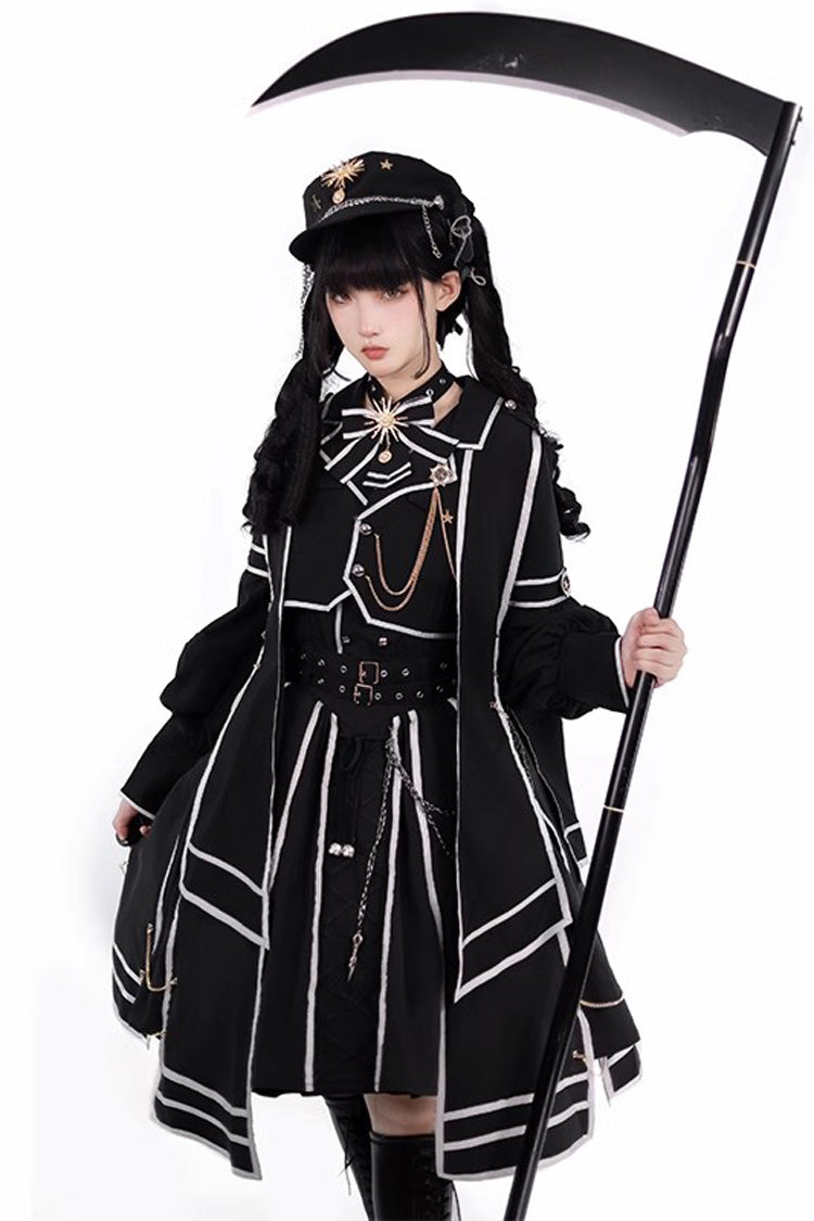 [Judgement Knight] Long Sleeves Print Bowknot Gothic Lolita Skirt Set 2 Colors