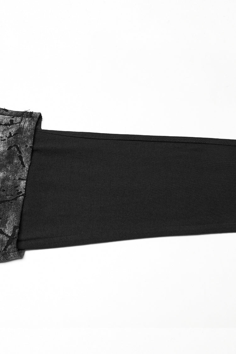 Black/Grey Tie-dyed Sagging Men's Punk Pants with Staps