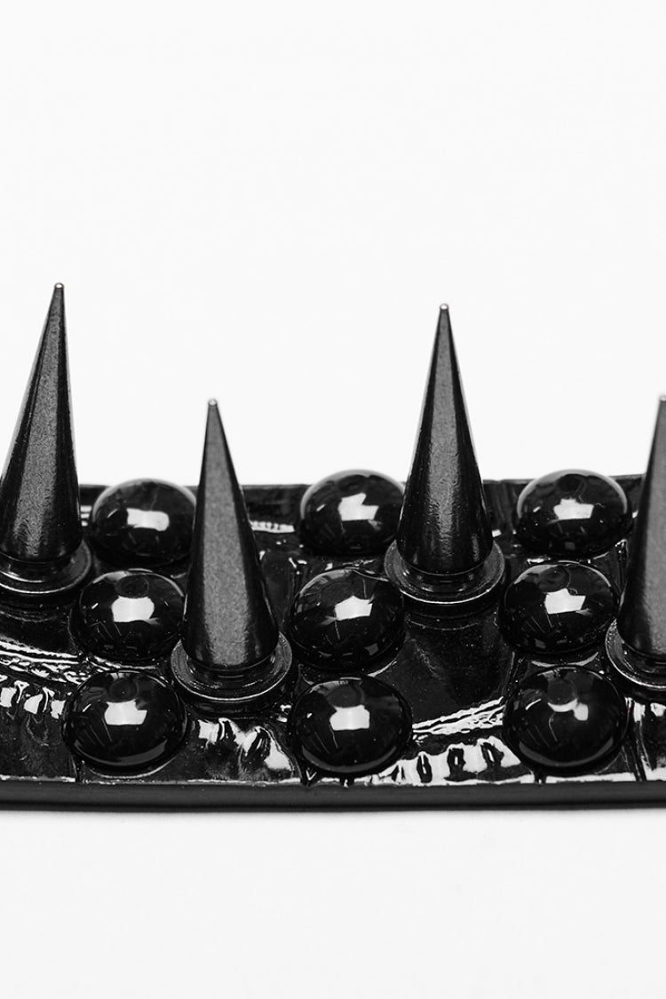 Black Rivets Faux Leather Adjustable Women's Steampunk Choker ...