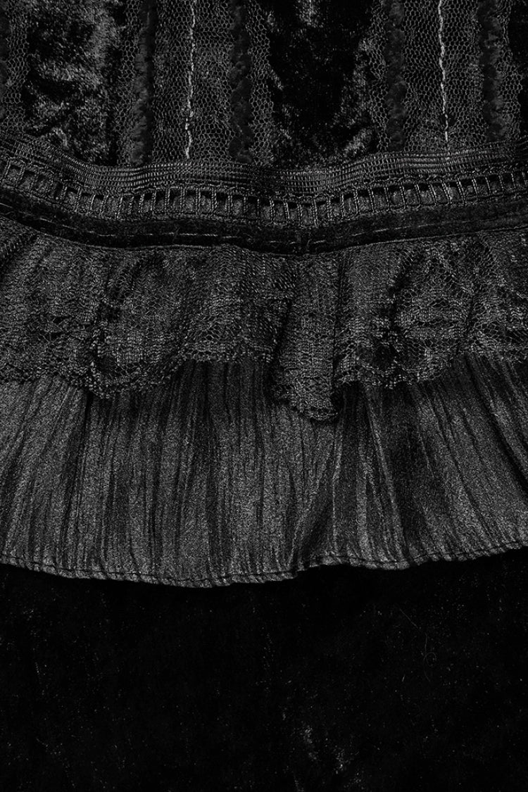 Black Sleeveless Ruffle Stitching Lace Women's Gothic Cape