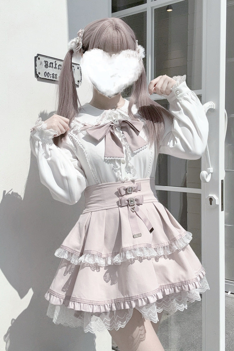 Rabbit Ears Long Sleeves Bowknot Lace Sweet Jirai Kei Japanese Blouse 3 Colors