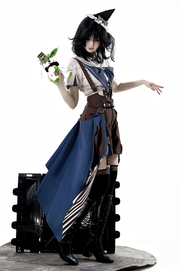 Brown [Inventor of Wonderful Equipment] Ouji Punk Cool Lolita Bib Shorts