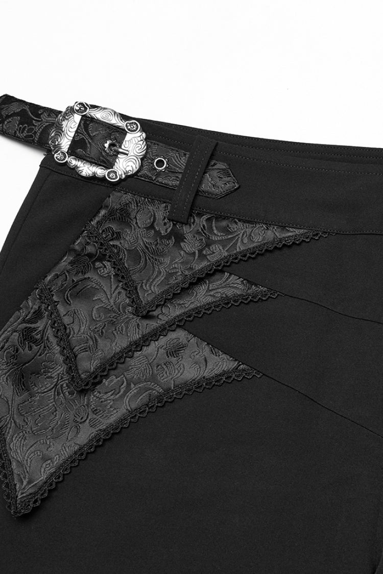 Black Jacquard Buckle Men's Punk Pants