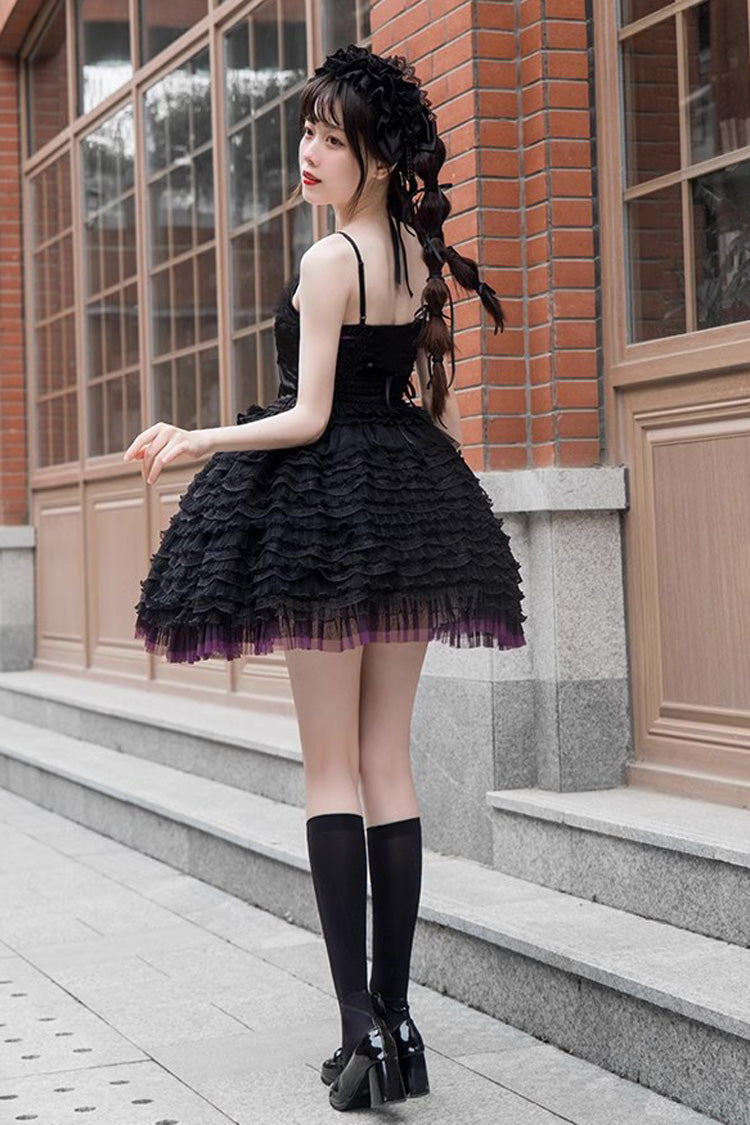 Black Midnight Ballet Rose Lace Sleeveless Gothic Lolita Jsk Dress