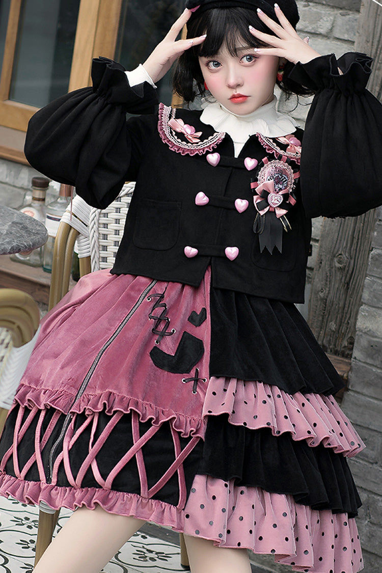 Red/Black Ruffle Stitching Vintage Sweet Lolita Dress