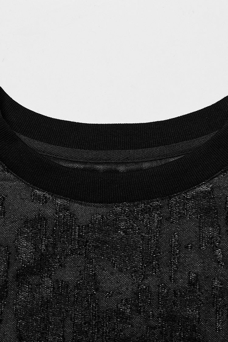 Schwarzes, ärmelloses Tanktop mit rundem Kragen und zerrissenen Ösen im Gothic-Stil für Herren
