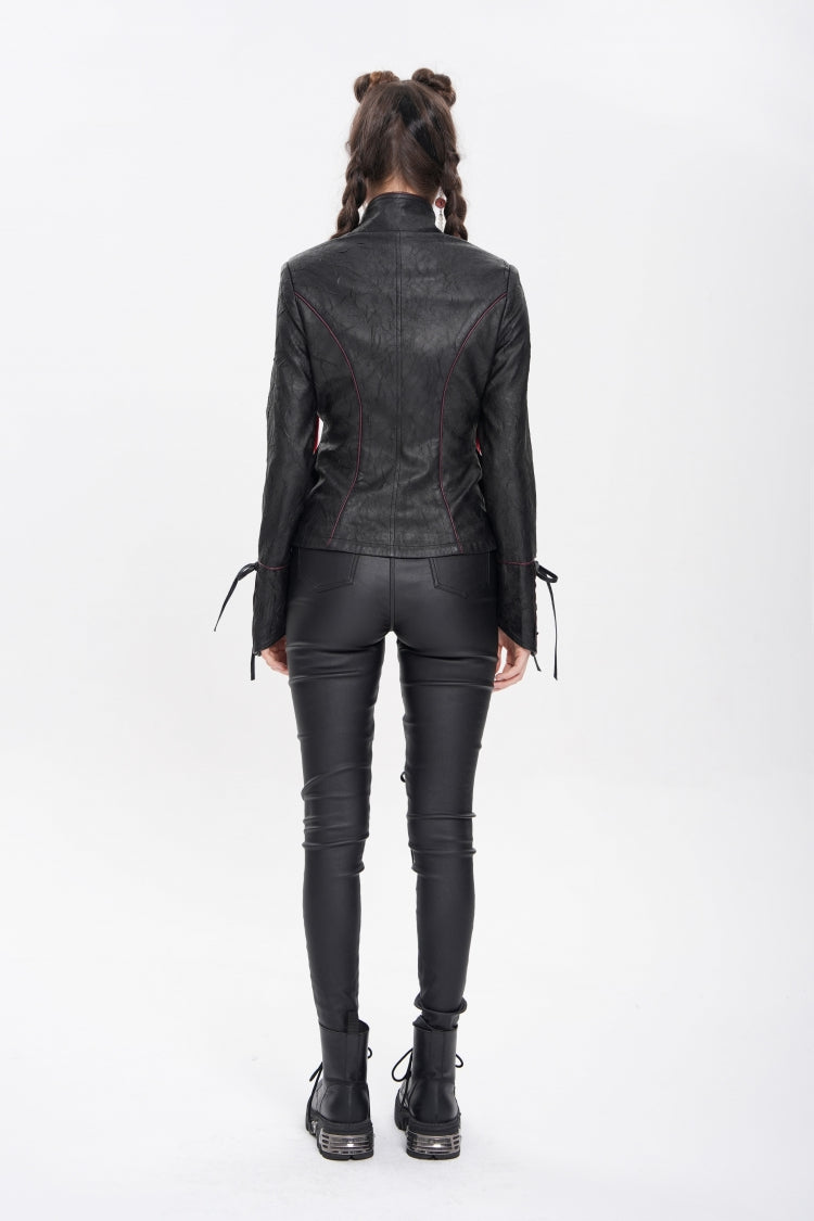 Black Pentacle Lace-Up Buckle Women's Punk Jacket