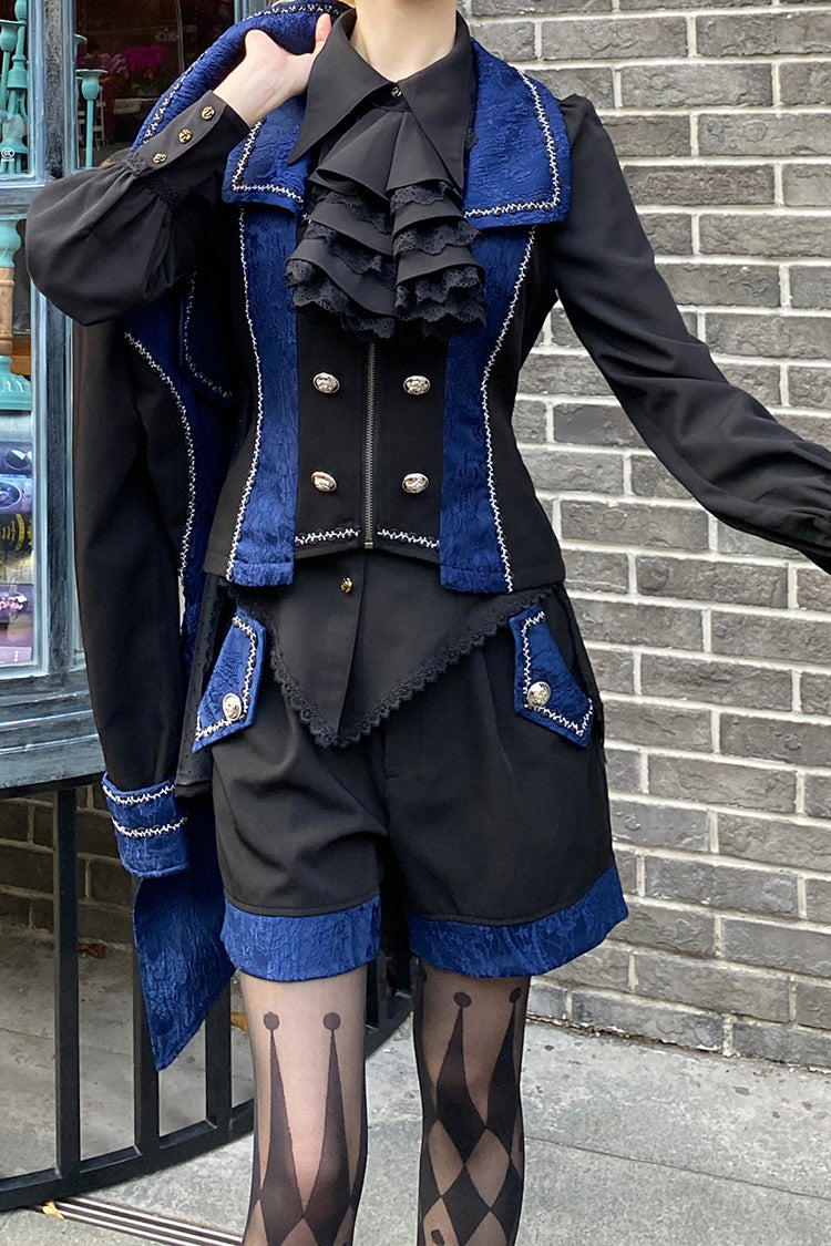 Black/Blue Hot Stamping Embroidery Ouji Handsome Cool Lolita Vest