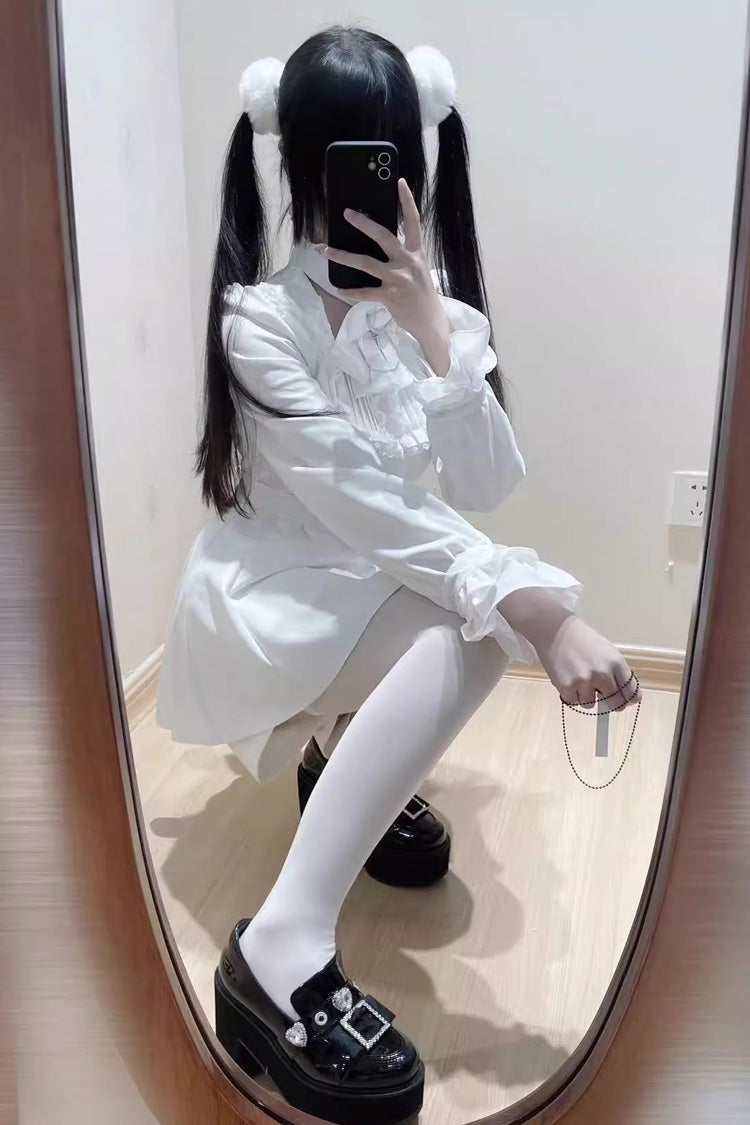 Stairway to Heaven Long Sleeves Embroidery Bowknot Lace Sweet Jirai Kei Set 3 Colors