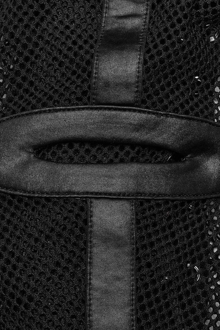 Black Stitching Mesh Unisex Steampunk Mohawk Hood Mask