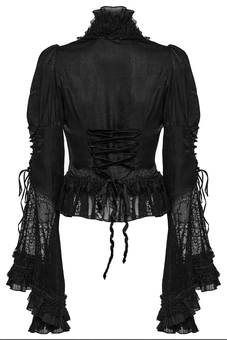 Black Gorgeous Adjustable Tightness Long Puff Sleeves Womens Gothic Blouse