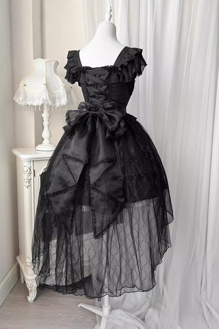 Black Elegant Bride Gorgeous Tea Party Gothic Lolita Tiered Dress