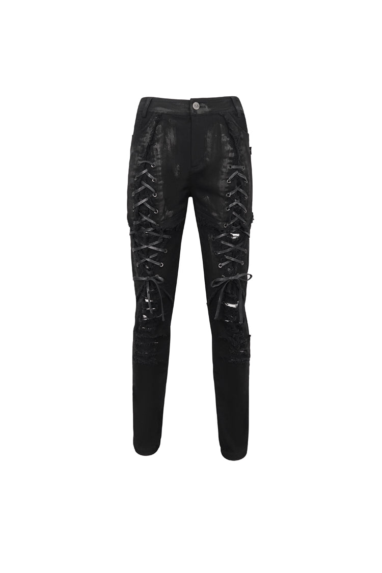 Black Personalities Strappy Distressed Men's Punk Pants