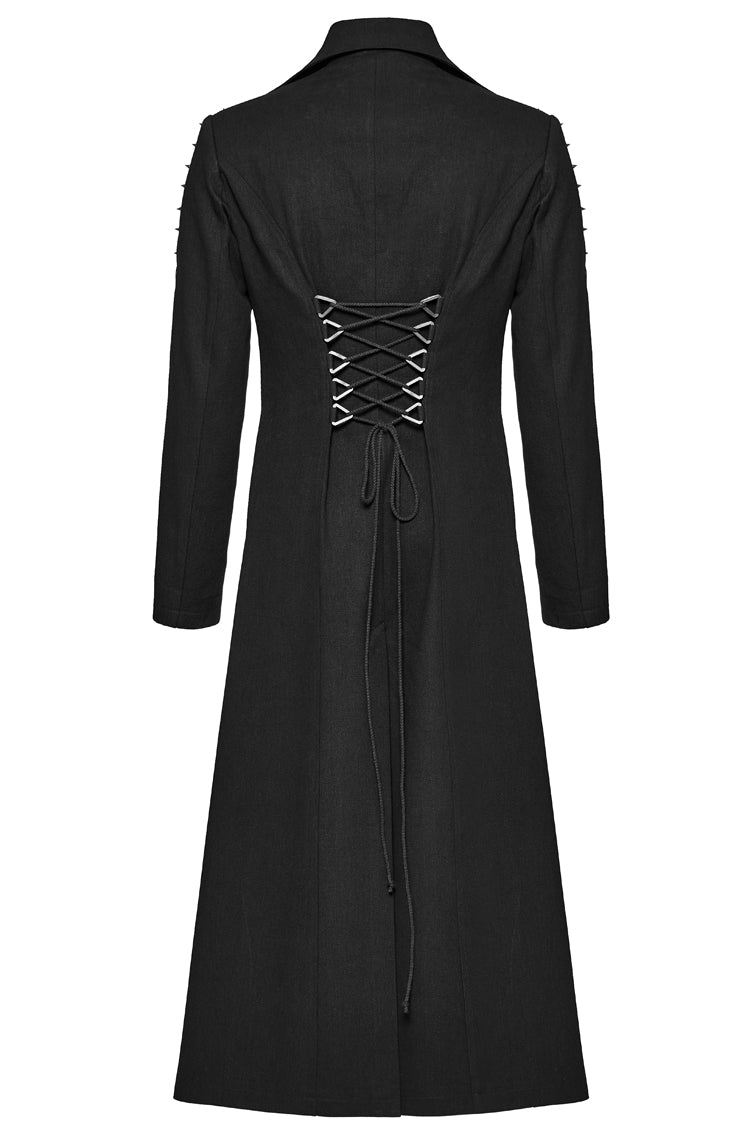 Black Lapel Collar Slim Studded Men's Punk Coat