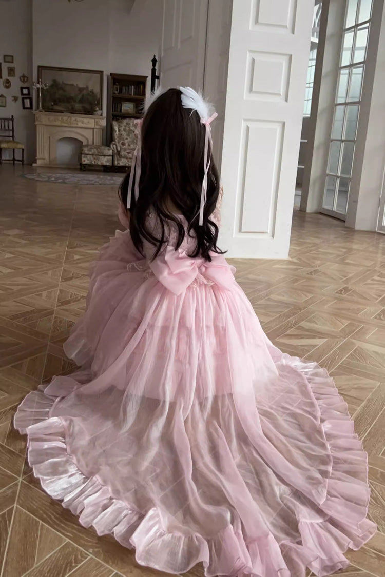 Pink Sleeveless Multi-layer Ruffle Bowknot Sweet Lolita Jsk Dress