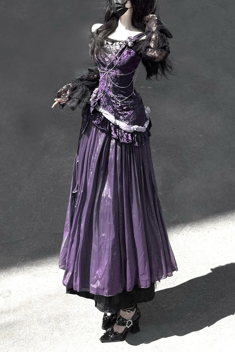 Purple [Madame Butterfly] Ruffle Bowknot Lace Sweet Elegant Gorgeous Lolita Jsk Dress