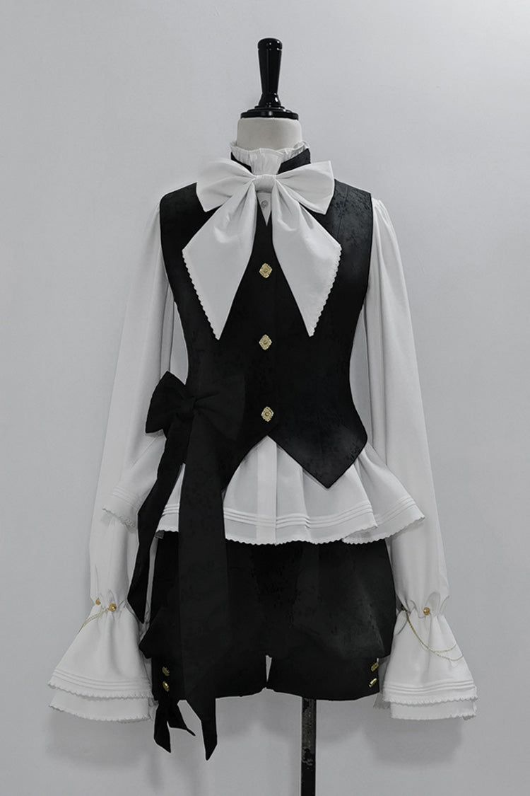 White Hunting Rabbits Long Sleeves Bowknot Gothic Vintage Ouji Fashion Lolita Blouse