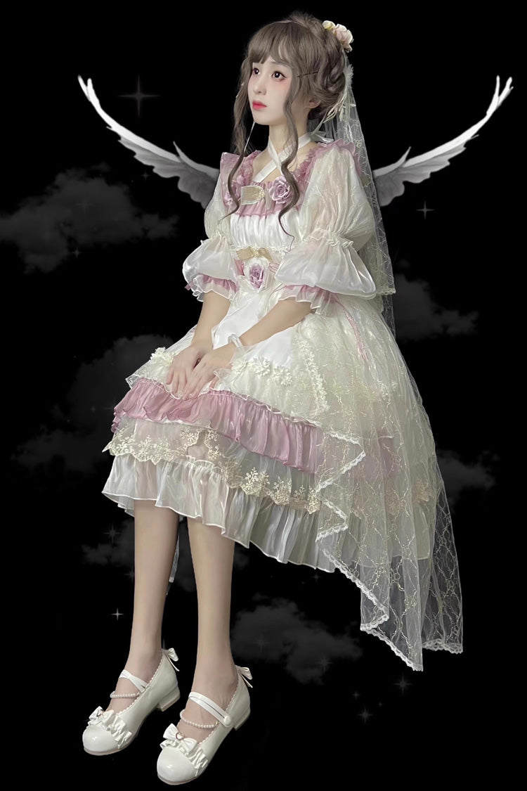 Purple [Spring of Boliya] Long Sleeves Multi-Layered Ruffle Bowknot Lace Lace-Up Sweet Princess Lolita Dress